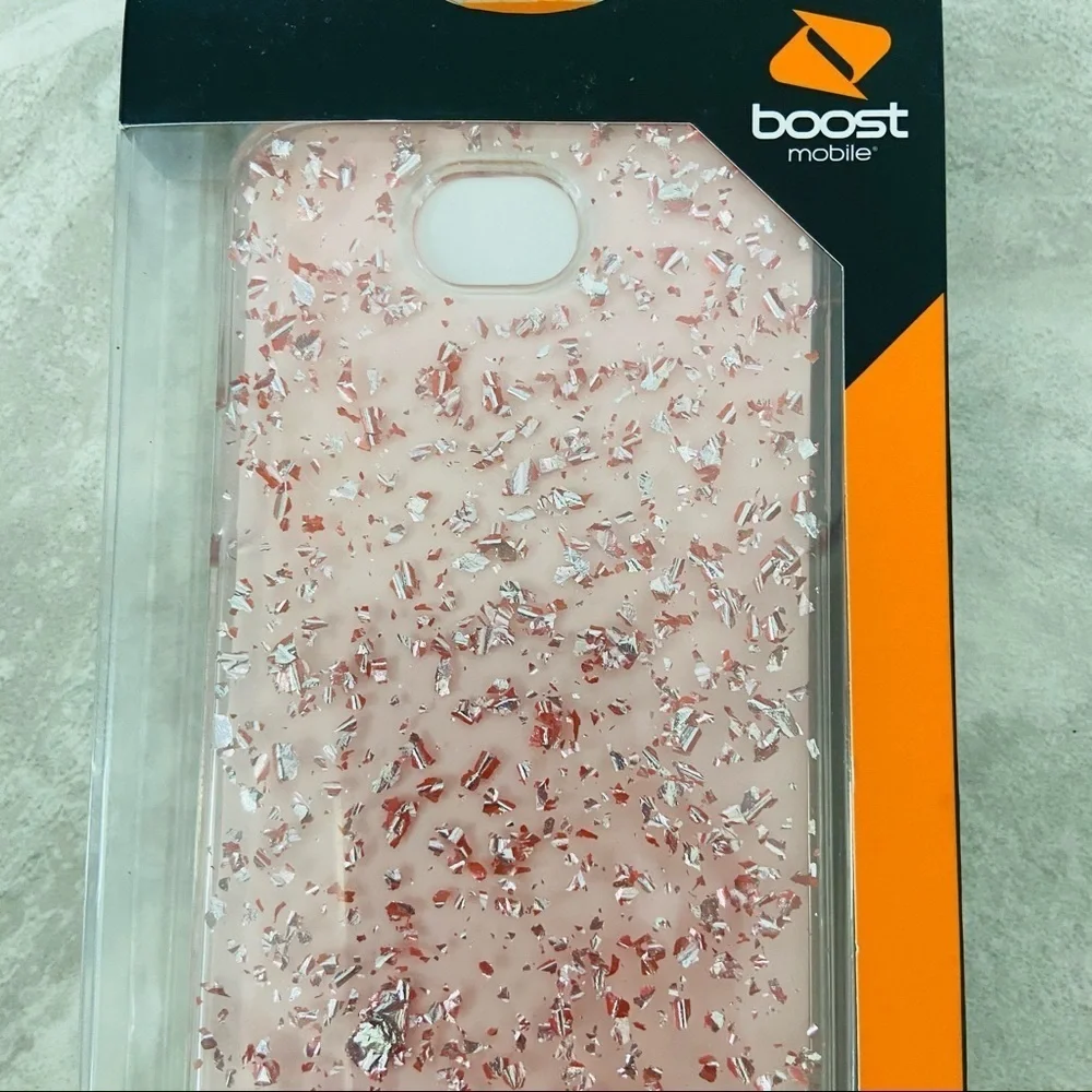 NWT LG X charge pink sparkly speckled style-tact protective phone case